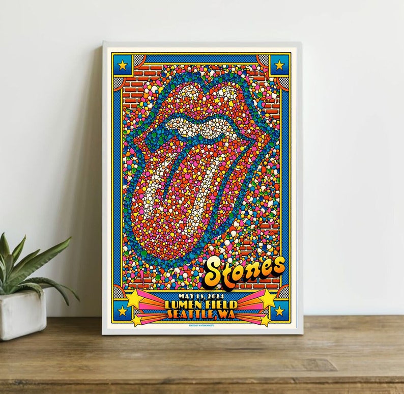 The Rolling Stones May 15 2024 Lumen Field Seattle WA Tour Merchandise Poster