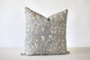 Wildflower Pillow Cover, Blue Grey Pillow Cover, Grey, Rust and Cream Pillow Cover