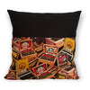 Pocket Pillow, Envelope Back, Cigar Boxes Pattern, Black Back