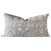 Wildflower Pillow Cover, Blue Grey Pillow Cover, Grey, Rust and Cream Pillow Cover