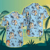 Blue Dog Summer Family Hawaiian Shirt, Blue Dog and Bingo Beach Hawaiian Shirt