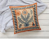 Folk Art Terracotta Orange Pillow, Floral Summer Woodland Cushion, Perfect Housewarming Gift