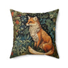 Forest Fox Pillow William Morris Inspired Cushion Whimsical Fox Flora