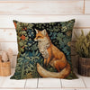 Forest Fox Pillow William Morris Inspired Cushion Whimsical Fox Flora