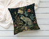 Mystic Toad Charm Pillow William Morris Style Emerald Forest Green Frog Art Nouveau Lover Gift