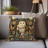 Enchanting William Morris Style Square Pillow with Barn Owl Design, Decorate with Magic!