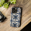 Phone Tough Case in Azulejo Porcelain Blue Tile Mediterranean Design (available for latest iPhone models, Google Pixel, Samsung Galaxy)