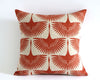 Art Deco Burnt Orange Swans on Natural Linen, Designer Mid Century Modern Throw Pillow