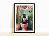 Bathroom Cat Print, Funny Posters