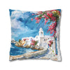 Greek Cyclades Islands Pillow Cover | Charming Streets Cushion Case | Scenic Throw Pillow